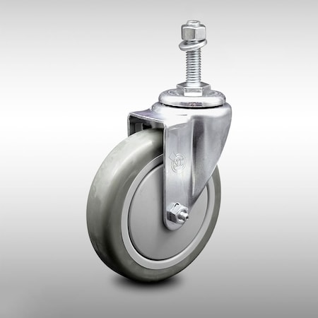 Service Caster 5 Inch SS Gray Polyurethane Wheel Swivel 10mm Threaded Stem Caster SCC SCC-SSTS20S514-PPUB-M1015